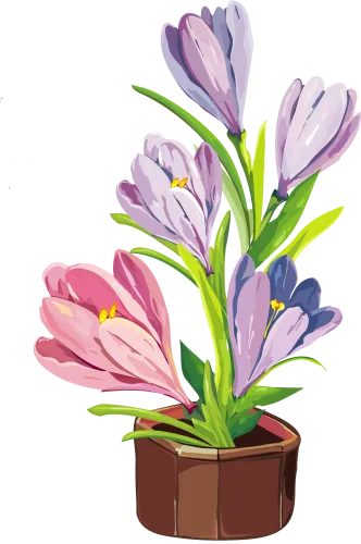 Spring Crocus Pot Png Clipart - Fabric Painting Flower Pot