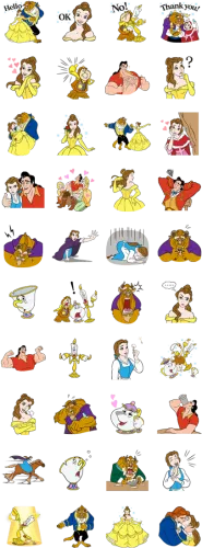 Beauty And The Beast Line Sticker Gif & Png Pack - Beauty And The Beast Cartoon Sticker