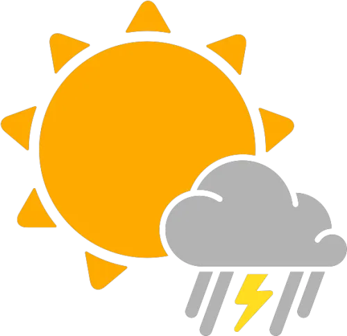Simple Weather Icons Partly Mixed Rain And Thunderstorms - Sunny Weather Icon Png