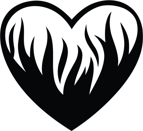 Heart Flames Love Webcore Angelcore Goth Gothic Freetoe - Heart Flames Tattoo Black