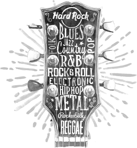 Graphic Hard Illustration Guitar Behance Design Rock - Hard Rock Cafe Graphics