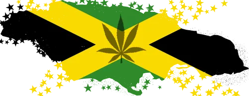 Marijuana And Flag Map Of Jamaica - Jamaica Map Cannabis