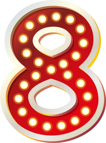 Red Number Eight With Lights Png Clip Art Imageu200b - Number Eight Clipart