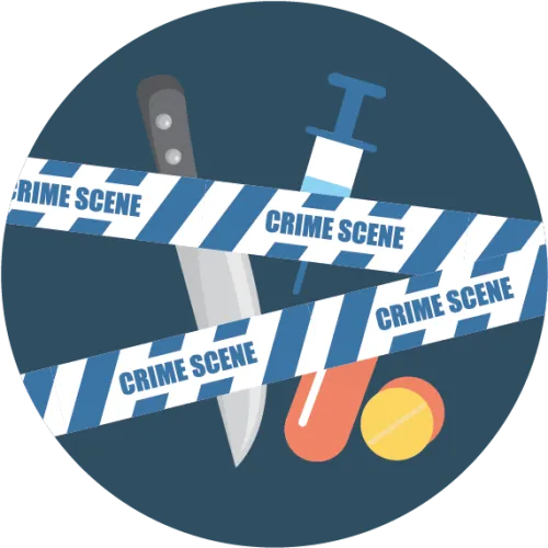 Image Of Crime Scene Tape A Knife And Drugs - Crime Scene