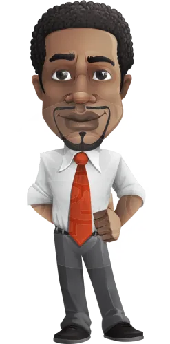 African American Male Character With A Black Hair - African American Cartoon Man