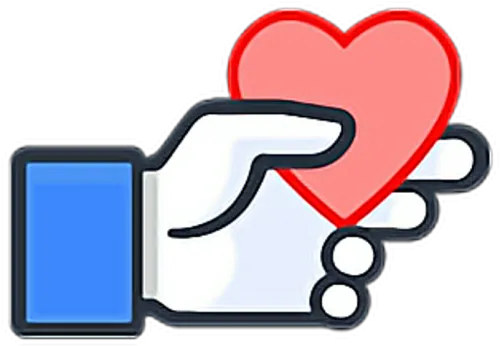 Like Heart Hand Ftestickers Stickers Autocollants Smil - Facebook Like With Heart