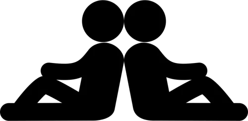 Two Persons Sitting Back With Back In Symmetrical Posture - Back To Back Clip Art