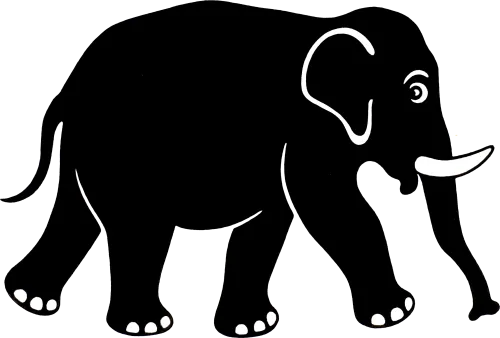 African Elephant Borneo Elephant White Elephant Clip - Black Transparent Elephant Png