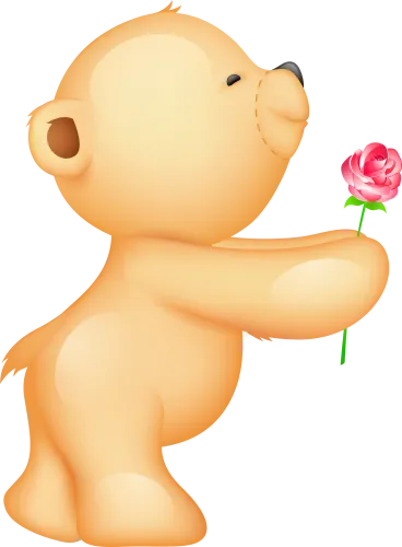 Cute Valentine Teddy With Rose Png Clipart Picture - Teddy Bear Holding A Rose