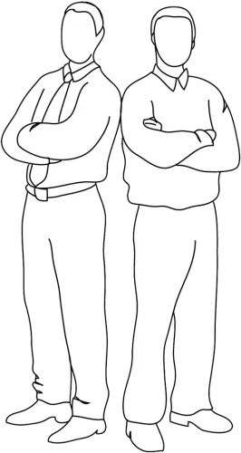 Two People Standing Back To Back Clipart - Two Men Standing Back To Back