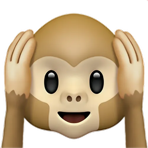 •monkey Emoji 2 🙉 Monkey Ears Emoji Emoticon Iphone - Monkey Covering Ears Emoji