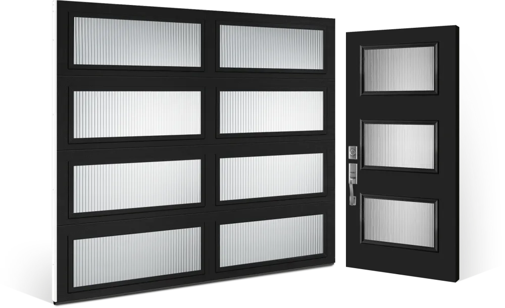Modern Collection Garage Door Complimenting Entry Door - Garage Door And Entry Door Black