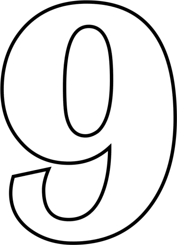 Nine Png Black And White Transparent Nine Black And - Drawing Of Number 9