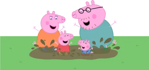 Transparent Peppa Pig Clipart - Peppa Pig Family Muddy Puddle