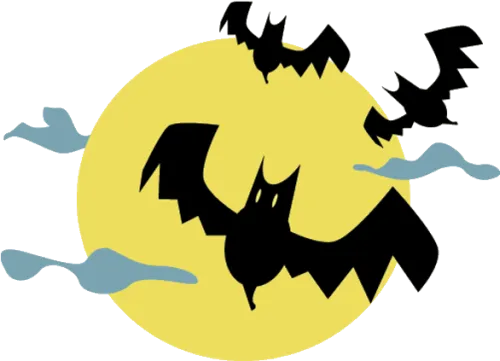Moon With Bats Halloween Clipart - Halloween Moon Png