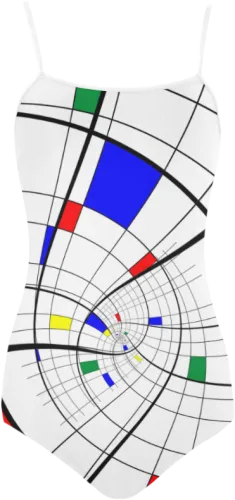 Swirl Grid With Colors Red Blue Green Yellow Strap - Red Green Blue Yellow Swirl