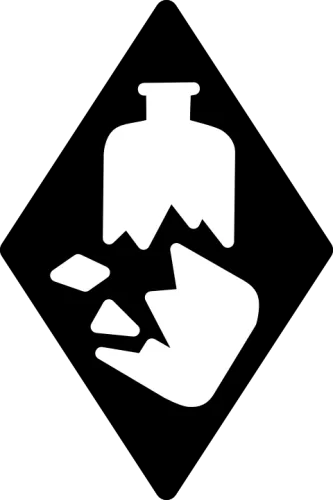 Diamond With Broken Bottle) - Broken Glass Hazard Symbol - Broken Glass Symbol
