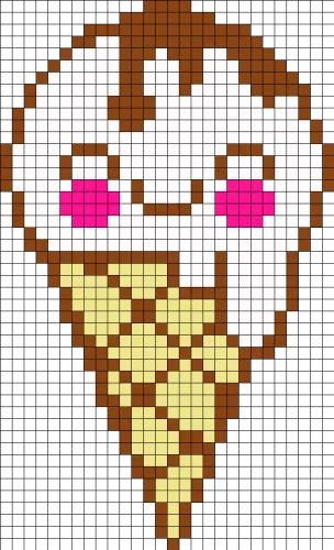 Helado Kawaii Perler Bead Pattern / Bead Sprite - Cute Ice Cream Pixel Art