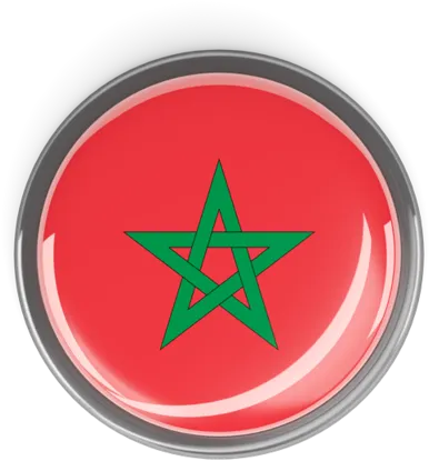 Metal Framed Round Button - Morocco Round Flag Png