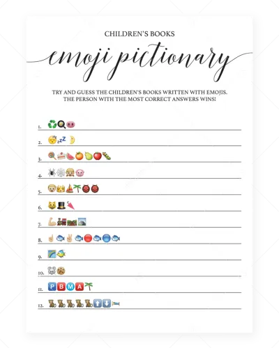 Simple Emoji Pictionary Baby Shower Game Printable - Free Printable Baby Shower Emoji Game