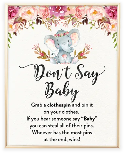 Elephant Baby Shower Games Don T Say Baby Printable - My Water Broke Baby Shower Game Printable