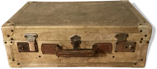 Vintage Parchment Beige And Leather Suitcase 
 Src - Trunk