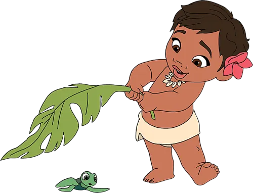 Disney Moana Png Cartoon - Baby Moana With Turtle