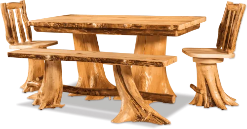 Double Stump Table Dining Room Log Furniture In - Log Furniture