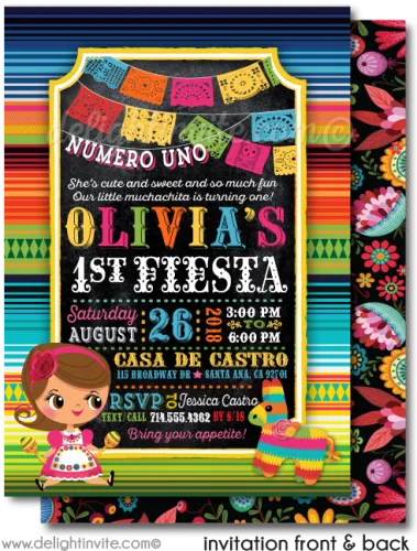 Clip Art Mexican Fiesta Invitations - Mexican Fiesta 1st Birthday Invitation