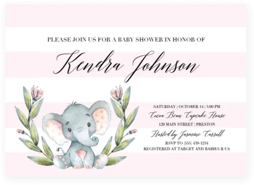 Elephant Baby Shower Png - Boy Elephant Baby Shower Invitation