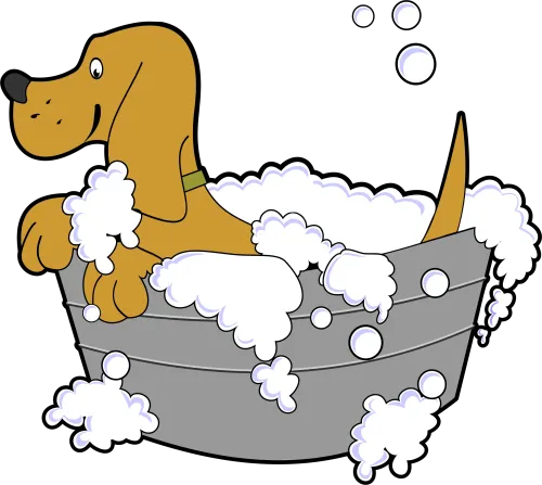 Dog In Washing Tub Clip Arts - Dog In A Tub Clipart