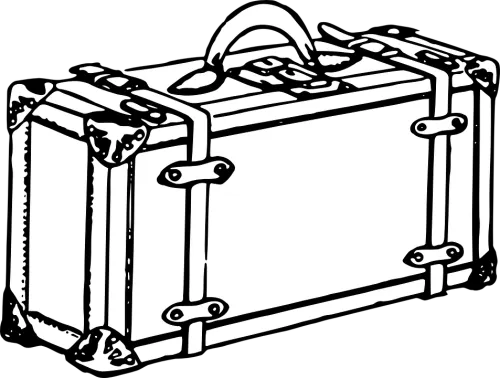 Suitcase Png Black And White - Clipart Vintage Luggage Black And White