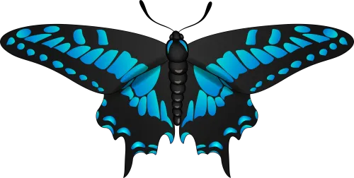 Butterfly Blue Black Clip Art Imageu200b Gallery Yopriceville - Clip Art