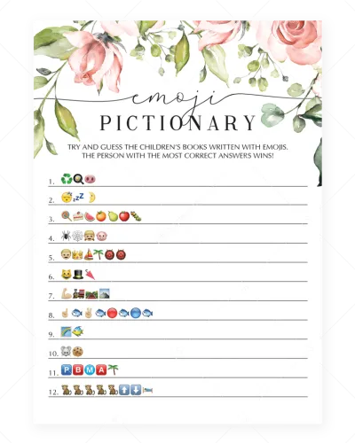 Floral Baby Shower Emoji Game Printable By Littlesizzle"
 - Free Printable Baby Shower Emoji Game