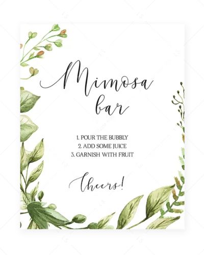 Printable Mimosa Sign For Baby Shower Watercolor Leaves - Free Printable Welcome To Baby Shower Sign