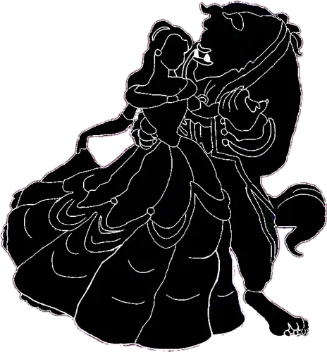 Belle Silhouette Beauty And The Beast Black And White - Printable Beauty And The Beast Silhouette