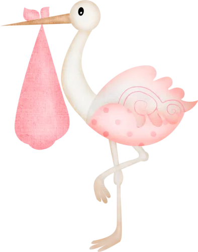 Stork Baby Shower Girl - Baby Shower Girl Clipart