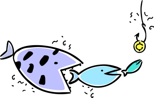 Vector Illustration Of Big Fish Eats Smaller Fish Eats - Big Fish Eats Smaller Fish Png