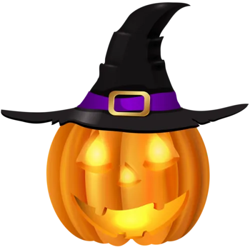 Halloween Pumpkin With Witch Hat Png Clip Art Halloween - Transparent Background Halloween Clip Art