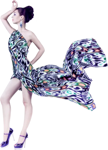 Young Woman In Fashion Flying Fabric Dress Png Image - Transparent Background Fashion Png