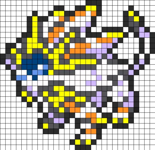 Solgaleo Pokemon Sprite Perler Bead Pattern / Bead - Pixel Art Pokemon Solgaleo