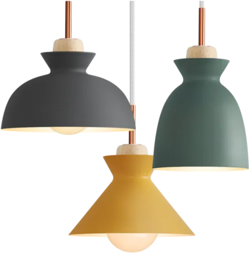 Fashion Creative Modern Wood Colorful Pendant Lights - Modern Hanging Lights Png
