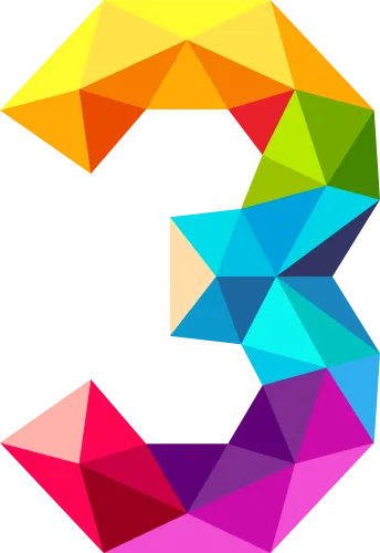 Colourful Triangles Number Three Png Clipart Imageu200b - Colourful Triangles Number Three
