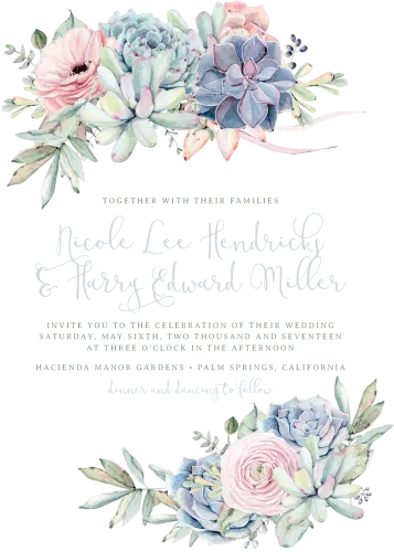 Sweet Succulents Wedding Invitation In Agate - Sweet Succulents Wedding Invitation