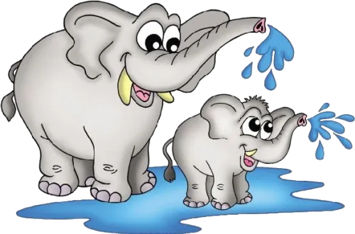 Baby Elephant Elephant Cartoon Picture Images Clipart - Big And Small Elephant