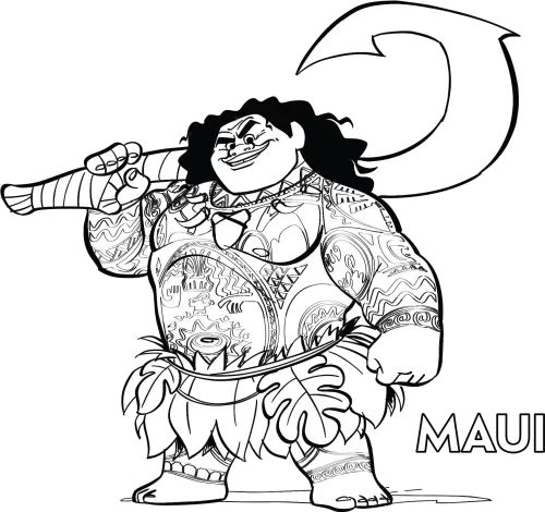 Transparent Moana Pua Clipart - Maui's Hook Moana Colouring Page