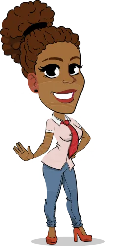 Flat Cartoon African-american Girl Vector Character - African American Animated Characters Vector