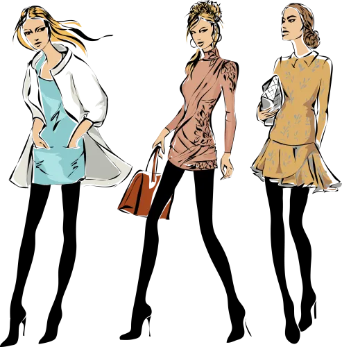Cartoon Fashion Model Illustration - Transparent Fashion Model Clipart